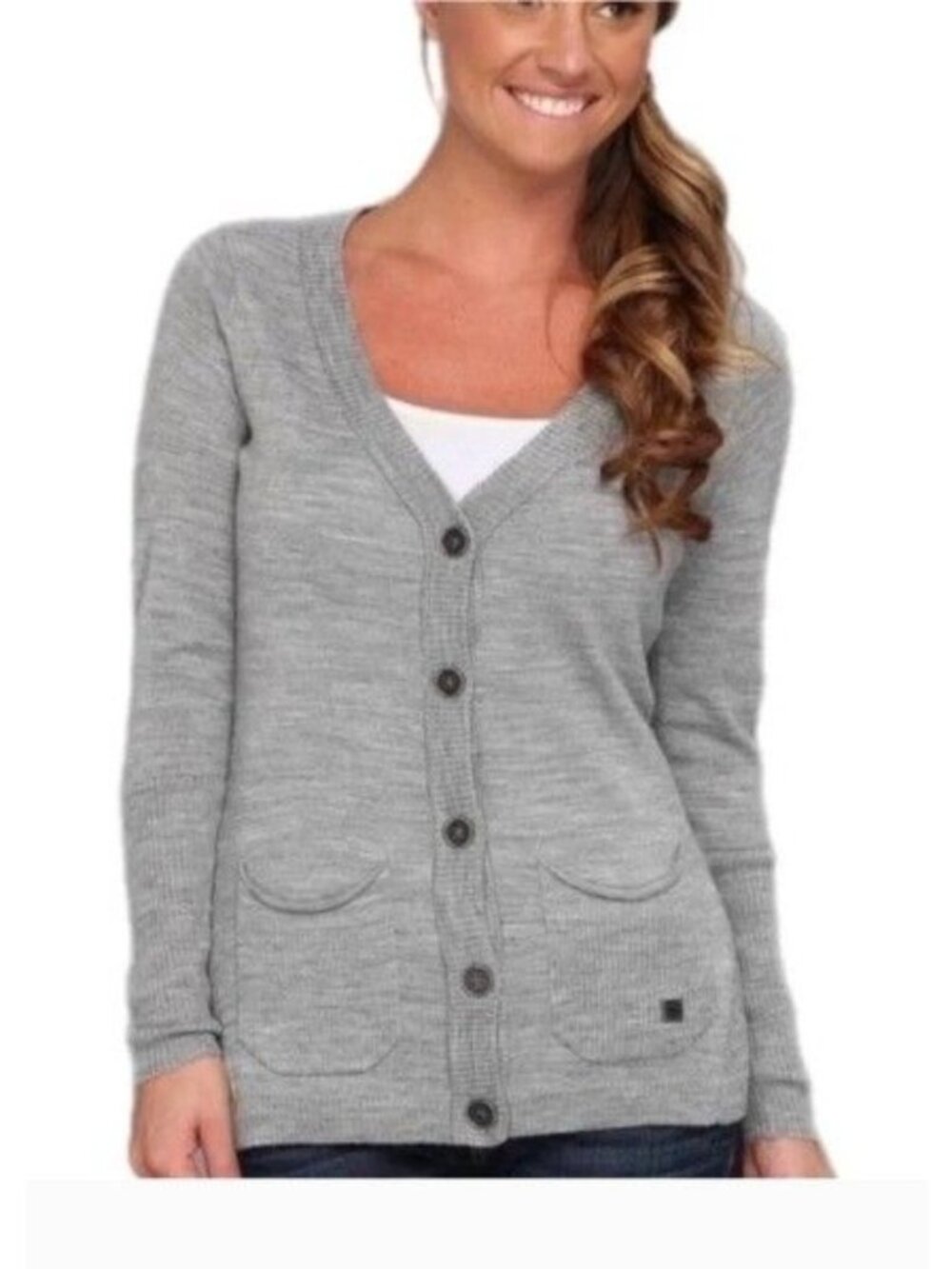 Smartwool Front Range Cardigan Sweater 100% Merino Wool in Gray Size Small